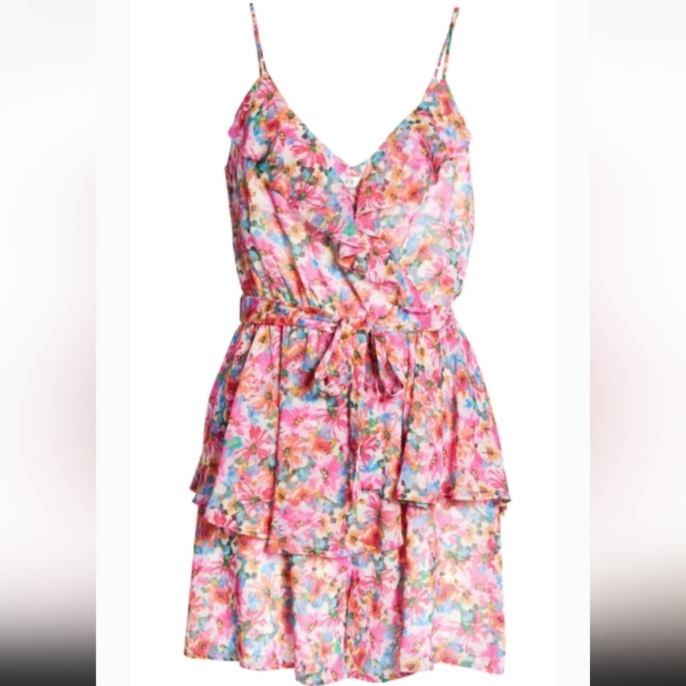 NWT Row A Floral Adjustable Strap Romper size M